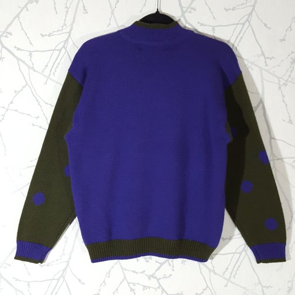 The Cotton Collection VTG Wool Blend 3D Knit Wind & Snow Mockneck Sweater Artsy - Picture 4 of 5